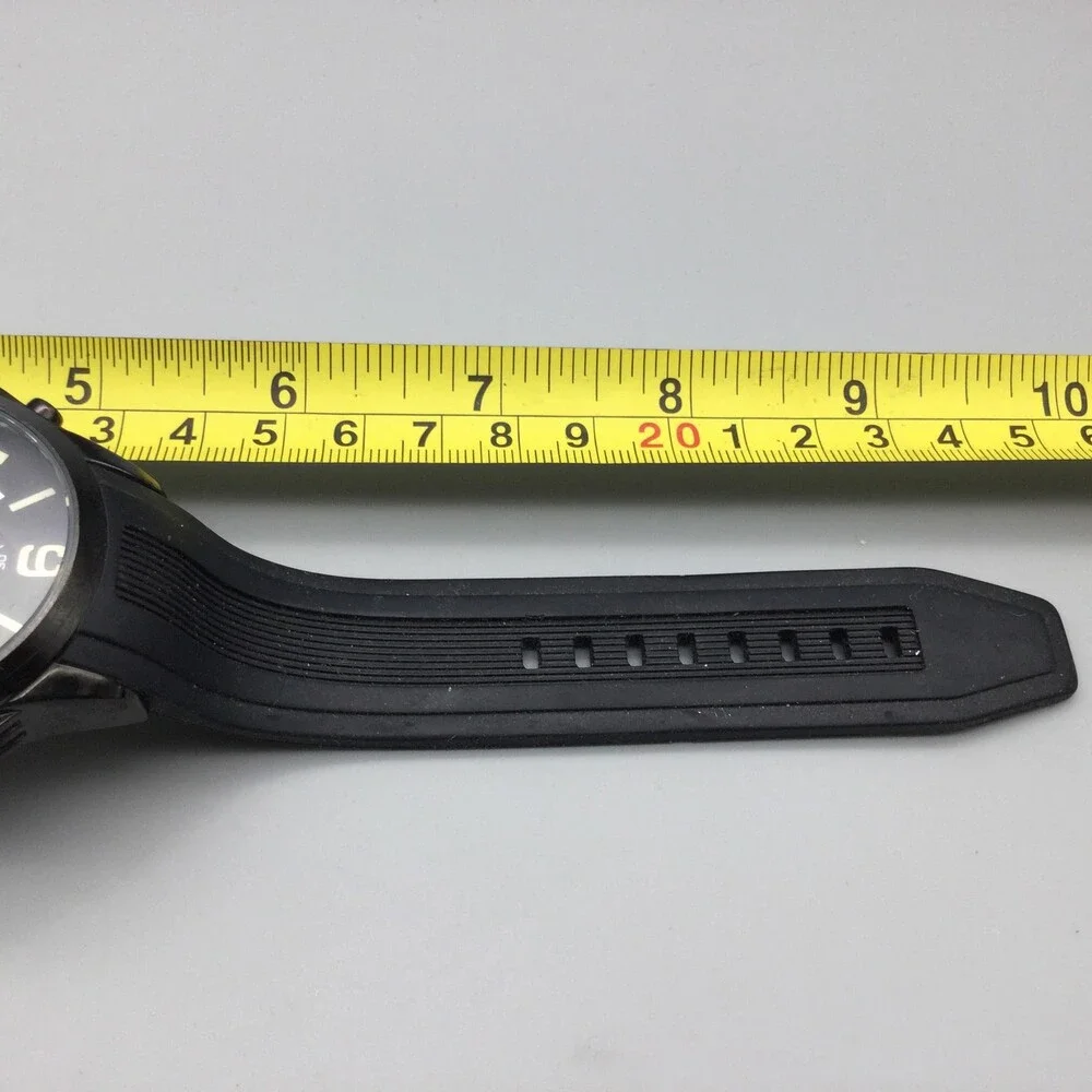T5 Chronograph Watch Mens 44mm Black Dial Black Rubber Strap Date New Battery